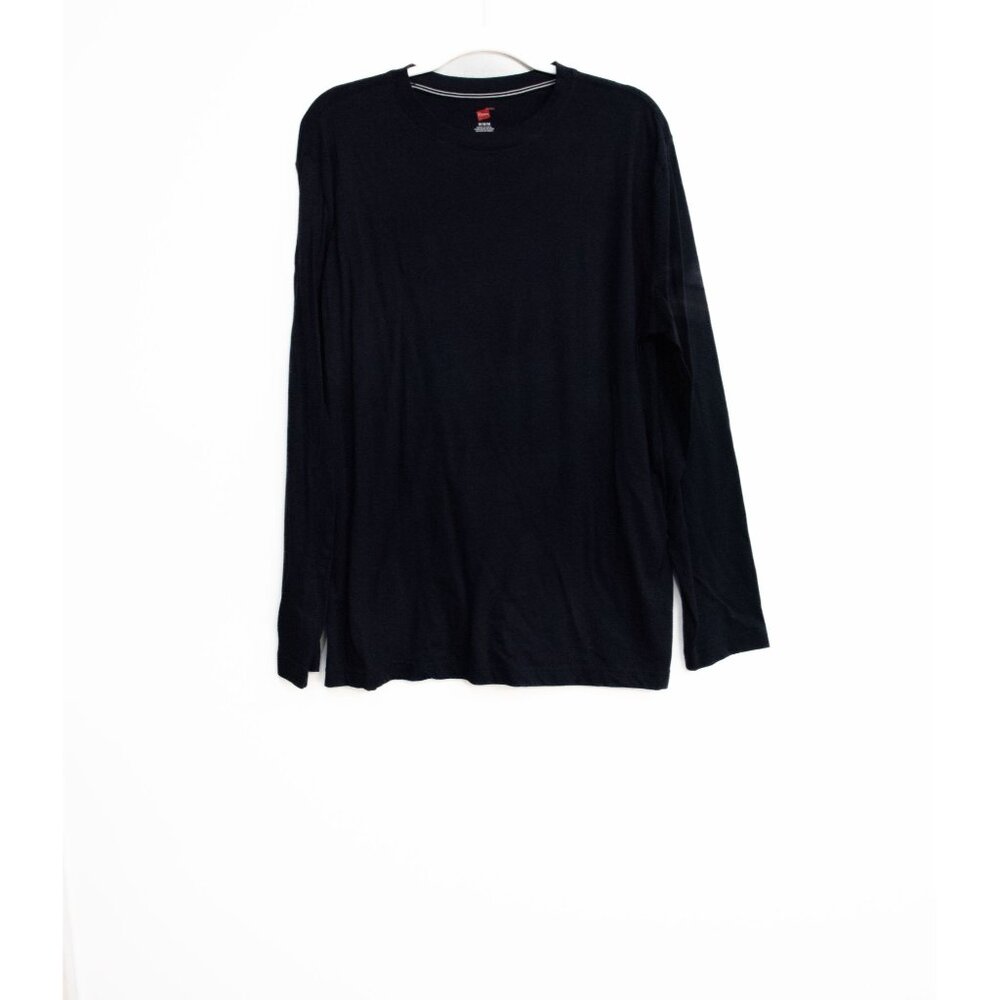 Hanes Long Sleeve Crew Neck T-Shirt Black M
